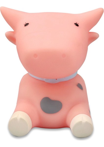 Küçük ve Taşınabilir Sevimli Gece Lambası Karikatür Pembe Inek Görüntü Yatak Odası Yurdu Göz Koruması Gece Lambası Aydınlatmalı (Yurt Dışından)