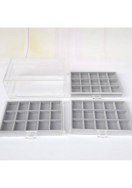 Üç Çizim Çok Çerçeve Akrilik Flanel Saklama Kutusu Takı Kolye Bitirme Kutusu Küpe Yüzük Ekran Standı Tepsisi (Yurt Dışından) modelleri