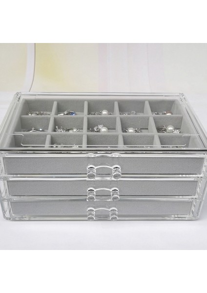 Üç Çizim Çok Çerçeve Akrilik Flanel Saklama Kutusu Takı Kolye Bitirme Kutusu Küpe Yüzük Ekran Standı Tepsisi (Yurt Dışından) fırsatları