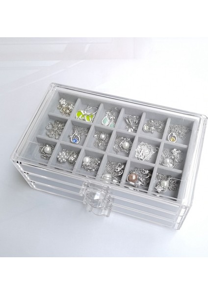 Üç Çizim Çok Çerçeve Akrilik Flanel Saklama Kutusu Takı Kolye Bitirme Kutusu Küpe Yüzük Ekran Standı Tepsisi (Yurt Dışından) indirimleri