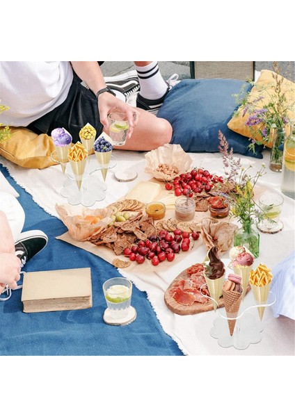 Dondurma Külahı Tutucu Standı Cupcake Standı 4 Delik Kapasiteli Akrilik Koni Ekran Standı Düğün Doğum Günü Partileri (Yurt Dışından) fırsatları