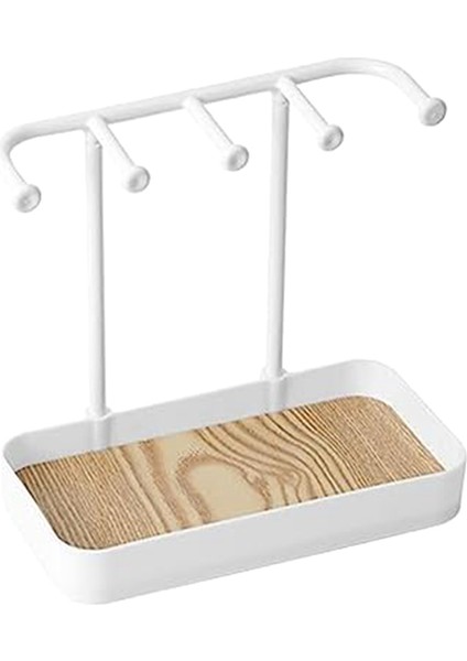 Takı Organizatör Standı, Ahşap Tepsili Kolye Tutucu, Kolye Teşhir Standı Takı Saklama Kancaları Beyaz (Yurt Dışından)