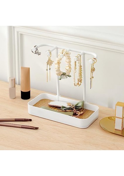 Takı Organizatör Standı, Ahşap Tepsili Kolye Tutucu, Kolye Teşhir Standı Takı Saklama Kancaları Beyaz (Yurt Dışından) modelleri