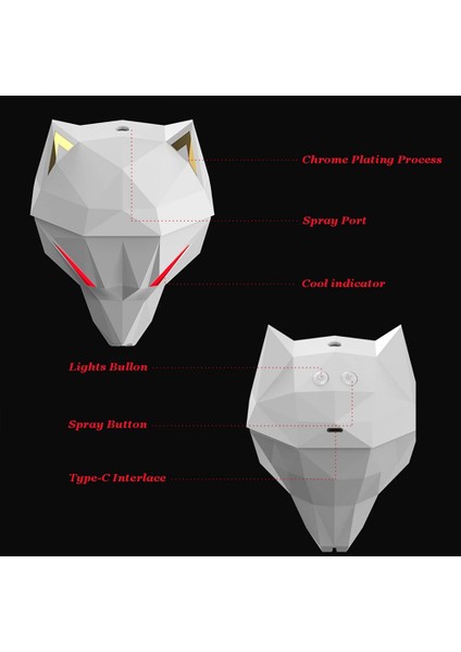 Kurt Şekilli Nemlendirici Yatak Odası Soğuk Sisli Nemlendiriciler 650ML Ultrasonik Atomize Nemlendirici Masaüstü Oyun Nemlendirici, A (Yurt Dışından)