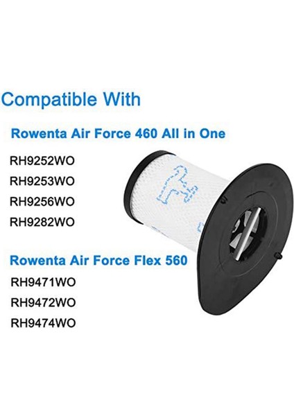 Rowenta Air Force 460 Hepsi Bir Arada RH92XX ve Air Force Flex 560 RH94XX Elektrikli Süpürge Için 6 Adet Filtre, Parçalar ZR009002 (Yurt Dışından)