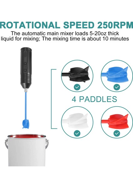 Epoksi Karıştırıcı, Reçine Karıştırma Için El Tipi Reçine Karıştırma Aletleri - 4 Adet Kürekli Elektrikli Karıştırıcı Makinesi (Yurt Dışından)