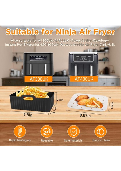 Hava Fritöz Aksesuarları, Ninja Hava Fritöz AF300UK AF400UK/TOWER T17088/SALTER/DEVOLOGY, Silikon Hava Fritöz Astarı (Yurt Dışından)