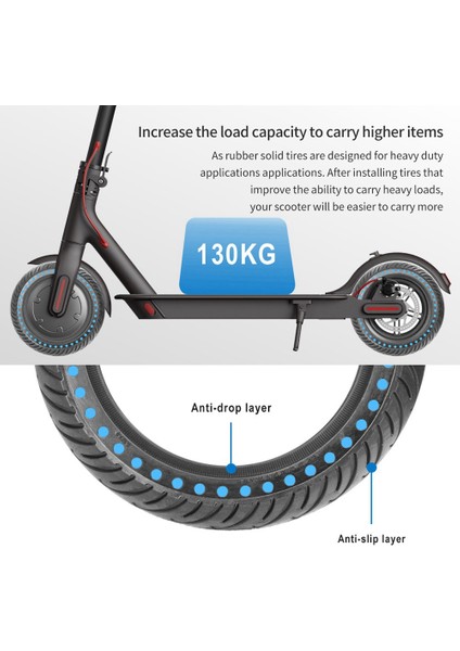 8.5 Inç Katı Lastik Xiaomi M365 1 S Pro Elektrikli Scooter Anti-Patlama Lastik Emici Sönümleme Petek Lastik, Kırmızı (Yurt Dışından)