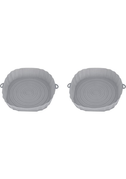 2X20 cm Hava Fritözler Fırın Fırın Tepsisi Kızarmış Tavuk Sepeti Mat Airfryer Silikon Pot Yuvarlak Yedek Izgara Tavası Gri (Yurt Dışından)