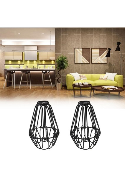 Ayarlanabilir Tel Kafes Abajur, 2 Paket Metal Kuş Kafesi Ampul Guard Ada Sarkıt Aydınlatma Armatürü Damla Lamba Tutucu (Yurt Dışından) indirimleri