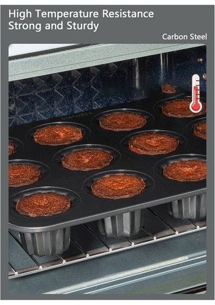 12-Cavity Canele Kalıp Kek Tava Yapışmaz Canele Muffin Bakeware Cupcake Tava Fırın Pişirme Puding (Yurt Dışından) fiyatları