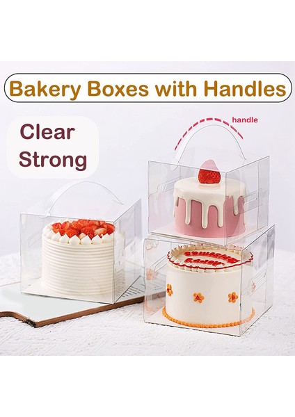 20 Adet 13X13X13 cm Şeffaf Kek Kutuları Kulplu ve Kek Panoları, Forpasta, Tatlılar ve Cupcakes, Parti Pastası Forwedding (Yurt Dışından) modelleri