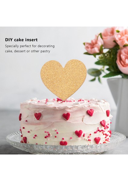 50 Parça Altın Aşk Kalp Kek Tatlı Takılı Kart Cupcake Toppers Dekorasyon Doğum Günü Çocuk Günü Düğün Parti Malzemeleri Için (Yurt Dışından) modelleri