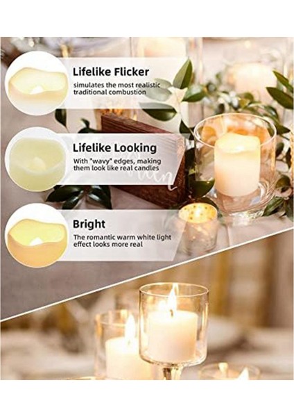 Alevsiz Dilek Mumları, Pilli 24 Mum, Cadılar Bayramı ve Noel Süslemeleri Için Uygun (Yurt Dışından) indirimleri