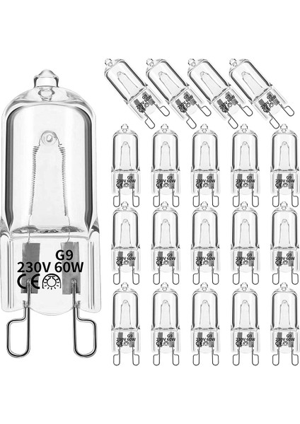 20 Adet G9 Halojen Ampuller, 60W Şeffaf Halojen Lambalar Kısılabilir, Avizeler, Kolyeler, Peyzaj Işıkları Için Sıcak Beyaz 2800K (Yurt Dışından)
