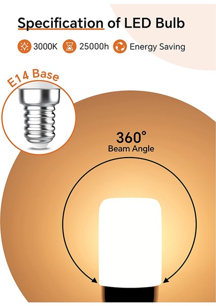 Buzdolabı Ampulü, 1.5W E14 LED Ampul, 150LM Sıcak Beyaz 3000K Enerji Tasarruflu Ampuller, Buzdolabı, Ocak Davlumbaz 4'lü Paket (Yurt Dışından)