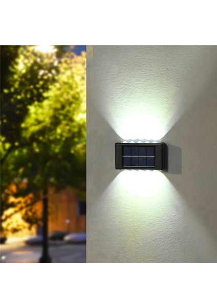 Adet Güneş Işığı Su Geçirmez LED Işık Bahçe Sokak Peyzaj Balkon Dekor Güneş Duvar Lambası Açık, Beyaz Işık (Yurt Dışından)