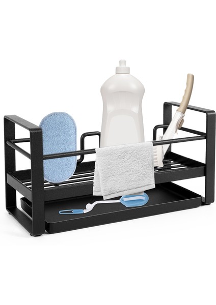 Lavabo Organizatör Tezgah Sünger Fırça Sabunluk Drenaj Tavası ile Mutfak Için, Temizleme Fırçası Organizatör Rafı (Yurt Dışından)