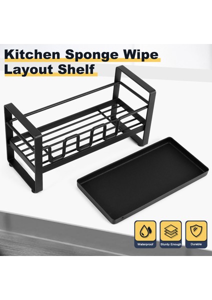 Lavabo Organizatör Tezgah Sünger Fırça Sabunluk Drenaj Tavası ile Mutfak Için, Temizleme Fırçası Organizatör Rafı (Yurt Dışından) fırsatları