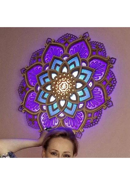 USB Bağlantı Noktaları ile LED Gece Lambası Modern Duvar Dekoru Zarif Ahşap Mandala Asılı Mdf Panelleri Lamba Dekorasyon (Yurt Dışından) fırsatları