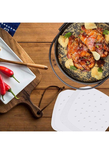 300 Adet Hava Fritöz Parşömen Kağıdı Delikli Ağartılmamış Kare Hava Fritöz Gömlekleri Buharda Parşömen Astar (Yurt Dışından)