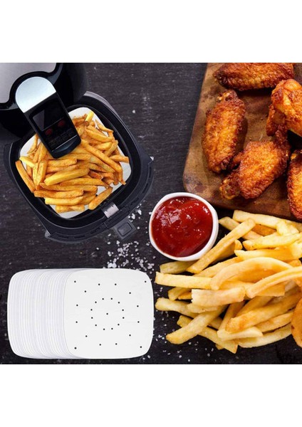 300 Adet Hava Fritöz Parşömen Kağıdı Delikli Ağartılmamış Kare Hava Fritöz Gömlekleri Buharda Parşömen Astar (Yurt Dışından)