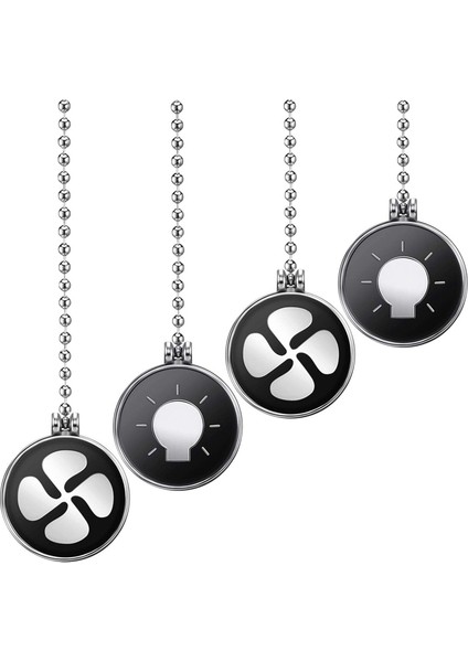 Tavan Vantilatörü Çekme Zinciri Seti, 4 Adet Ampul ve Fan Desenli Çekme Zinciri Tavan Vantilatörü Zinciri Genişletici ile Top Fan Zinciri (Yurt Dışından)