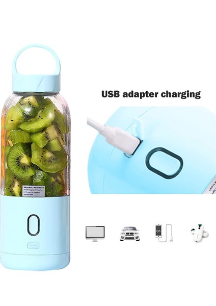 Taşınabilir Blender, Kişisel Blenderler Mini Smoothie'ler ve Çalkalayıcılar Meyve Sıkacağı Bardağı USB Şarj Edilebilir Buz Blender Mikseri Ev(Mavi) (Yurt Dışından)