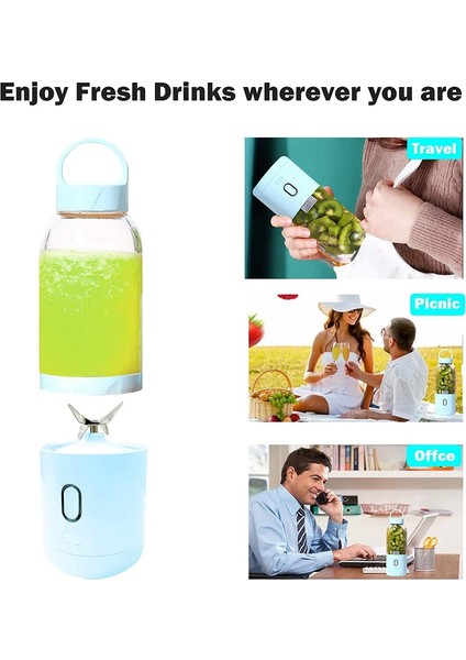 Taşınabilir Blender, Kişisel Blenderler Mini Smoothie'ler ve Çalkalayıcılar Meyve Sıkacağı Bardağı USB Şarj Edilebilir Buz Blender Mikseri Ev(Mavi) (Yurt Dışından)