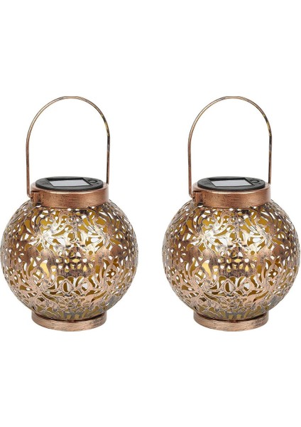 Dış Mekan Için 2 Paket Güneş Fener, Metal Güneş Işıkları Güneş Fener Sıcak Beyaz IP55 Su Geçirmez Asılı Bahçe Dekorasyon (Yurt Dışından)