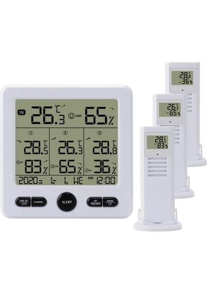 Hava Durumu Istasyonu Iç/dış Mekan Kablosuz Sensörler Dijital Termometre Higrometre LED LCD Ekran Termometre (Beyaz) (Yurt Dışından) modelleri
