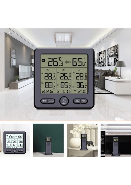Hava Durumu Istasyonu Iç/dış Mekan Kablosuz Sensörler Dijital Termometre Higrometre LED LCD Ekran Termometre (Beyaz) (Yurt Dışından) indirimleri