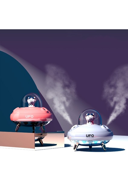 Çift Nozullar Ufo Nemlendirici Masaüstü Hava Nemlendirici Sevimli Gezegen Ayı LED Işık Ultrasonik Uçucu Yağ Difüzörü F (Yurt Dışından) modelleri