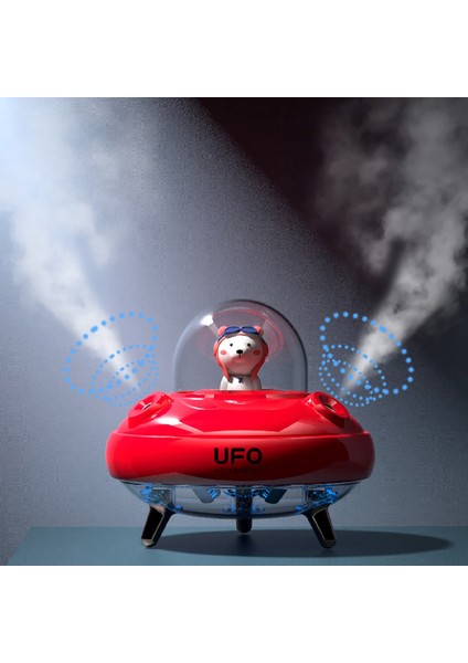 Çift Nozullar Ufo Nemlendirici Masaüstü Hava Nemlendirici Sevimli Gezegen Ayı LED Işık Ultrasonik Uçucu Yağ Difüzörü F (Yurt Dışından) indirimleri