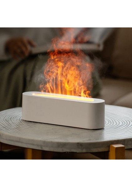 Alev Hava Nemlendirici USB Ultrasonik Serin Mist Esansiyel Yağı Aroma Difüzörü Renkli Işık 150ML Beyaz ile Simüle Eder (Yurt Dışından) modelleri