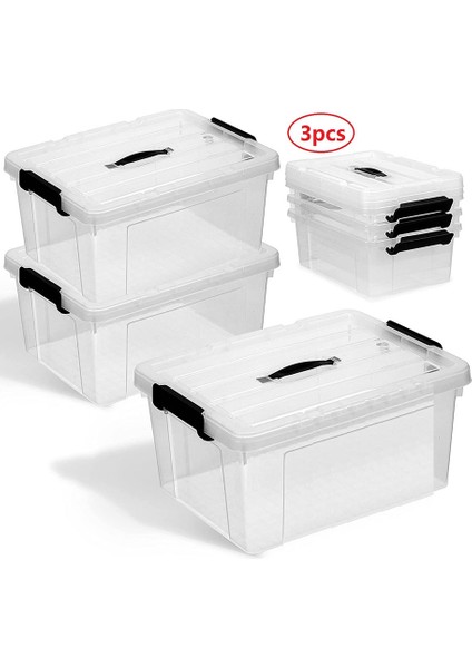 Kapaklı Saklama Kutuları, 3'lü Set, Düzenleme ve Depolama Için Modern Istifleme Kutuları, Son Derece Sağlam (Yurt Dışından) fiyatları