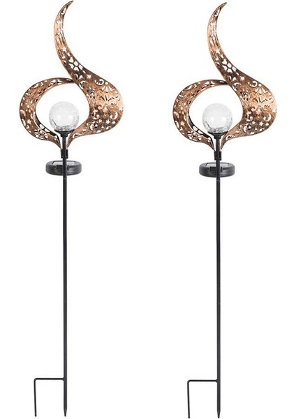 Açık Bahçe Güneş Işığı, Alev Dekorasyonu, Kırık Cam Top Su Geçirmez Metal Dekoratif Şamdan Lambası, -2 Paket (Yurt Dışından)