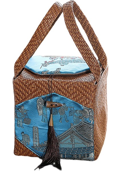 Rattan Kumaş Çaydanlık Saklama Çantası Seramik Çaydanlık Çay Cozies Bez Hediye Kutusu Püsküller ile Boş Çanta Çin Tarzı Storaged (Yurt Dışından)