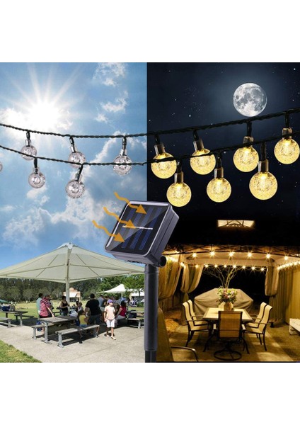 Tatil Aydınlatma LED Güneş Dize Peri Işıkları Kabarcık Kristal Top 9.5m Açık Hava Aydınlatması Çelenk Düğün Parti Dekor-A (Yurt Dışından) modelleri