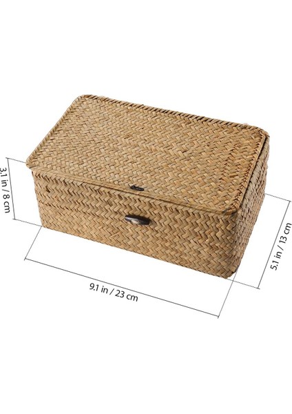 Seagrass El Dokuma Saklama Kutusu Saklama Kutusu Depolama Sepeti Makyaj Organizatör Çok Amaçlı Kapaklı Konteyner (Yurt Dışından) fiyatları