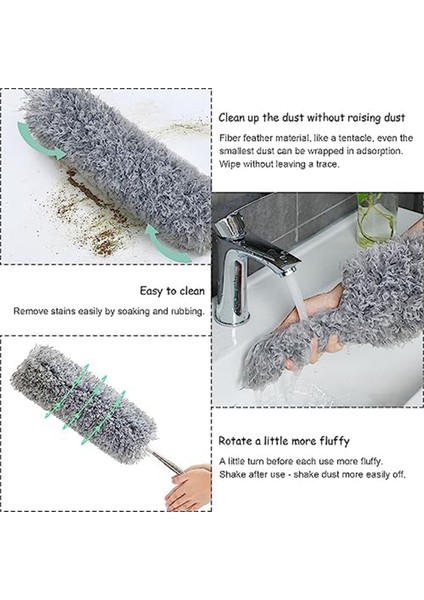 Örümcek Ağı, Panjur, Mobilya, Araba Temizliği Için Yüksek Tavan Için Uzatma Çubuğu ile 4 Adet Mikrofiber Silgi Seti 30-110 Inç (Yurt Dışından)
