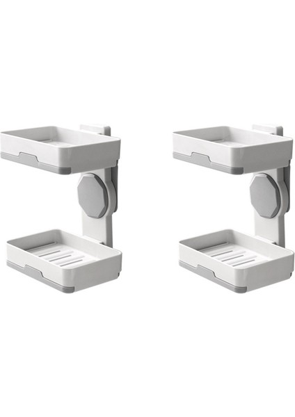 2 Paket Sabunluk, Duvara Monte Çift Katmanlı Sabunluk Koruyucu, Drenaj Tepsili, Banyo Mutfak Için Delme Gerektirmeyen Sabun Kutusu (Yurt Dışından)