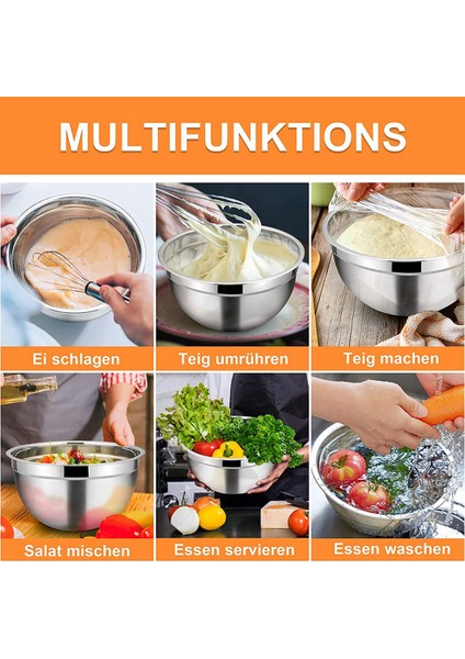5 Adet Karıştırma Kasesi, Hava Geçirmez Kapaklı Paslanmaz Çelik Istiflenebilir Salata Kasesi, Mutfak Pişirme Pişirme Için Servis Kasesi, Vb (Yurt Dışından) indirimleri