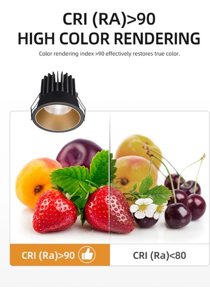 Anti-Led Cob Spot Işığı Kısılabilir Gömme Downlight 7W Alüminyum Yemek Odası Ofis Yatak Odası Aydınlatması 4000K (Yurt Dışından)