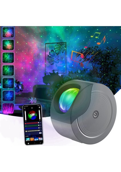 LED Yıldızlı Projektör Gece Lambası Bluetooth Yıldız Galaxy Gece Lambası Yatak Odası Odası Çocuklar Için Parti Dekor Projektör, Beyaz (Yurt Dışından)