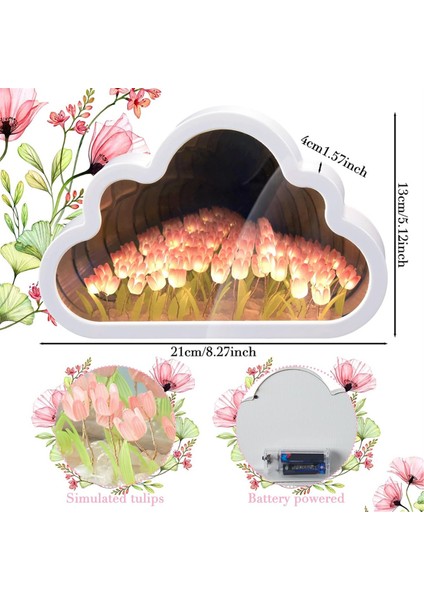 Takım Bulut Ayna Lale Lambası El Yapımı Dıy Lale Gece Lambası Simülasyon Çiçek Işıkları Odası Süslemeleri Pembe (Yurt Dışından) modelleri
