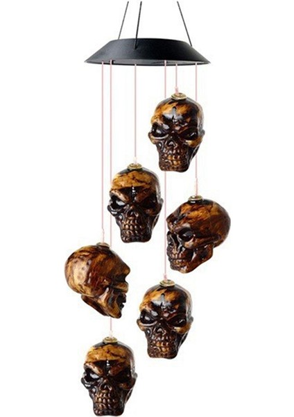 Cadılar Bayramı Kafatası Iskeleti LED Güneş Rüzgar Çanları Cadılar Bayramı Açık Sundurma Yard Bahçe Için Dışarıda (Yurt Dışından)