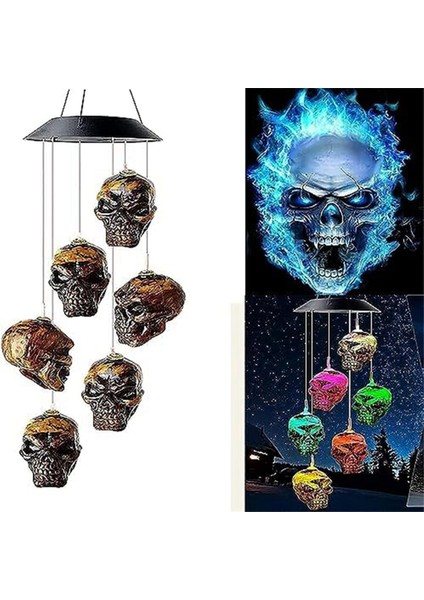 Cadılar Bayramı Kafatası Iskeleti LED Güneş Rüzgar Çanları Cadılar Bayramı Açık Sundurma Yard Bahçe Için Dışarıda (Yurt Dışından) modelleri