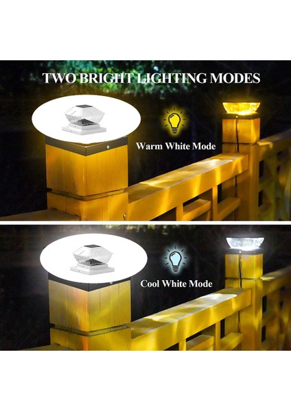 Güneş Direkli Kapak Işıkları Dış Mekan - 2 Paket 2 Mod Güneş Güverte Çit Işıkları, IP65 Suya Dayanıklı Güneş Enerjili Işık Direkleri Beyaz (Yurt Dışından) modelleri