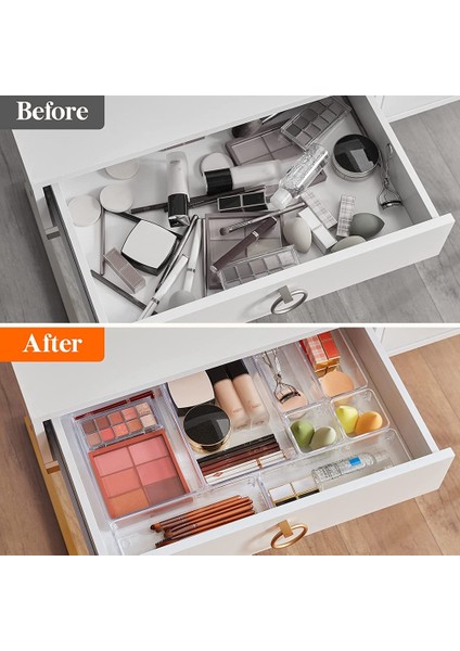 33 Pcs Çekmece Organizatör Seti Şeffaf Plastik Masa Çekmece Bölücüler Makyaj, Takılar ve Aletler, Yatak Odası, Ofis Için Tepsiler (Yurt Dışından) modelleri